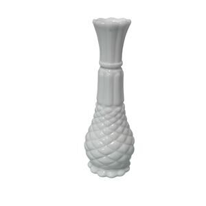 White Milk Glass Vintage Pineapple Diamond Bud Flower Vase